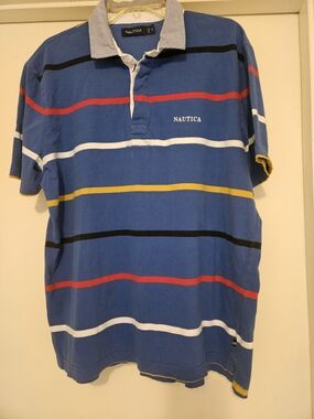 Nautica Blue Polo with Multicolor Stripes